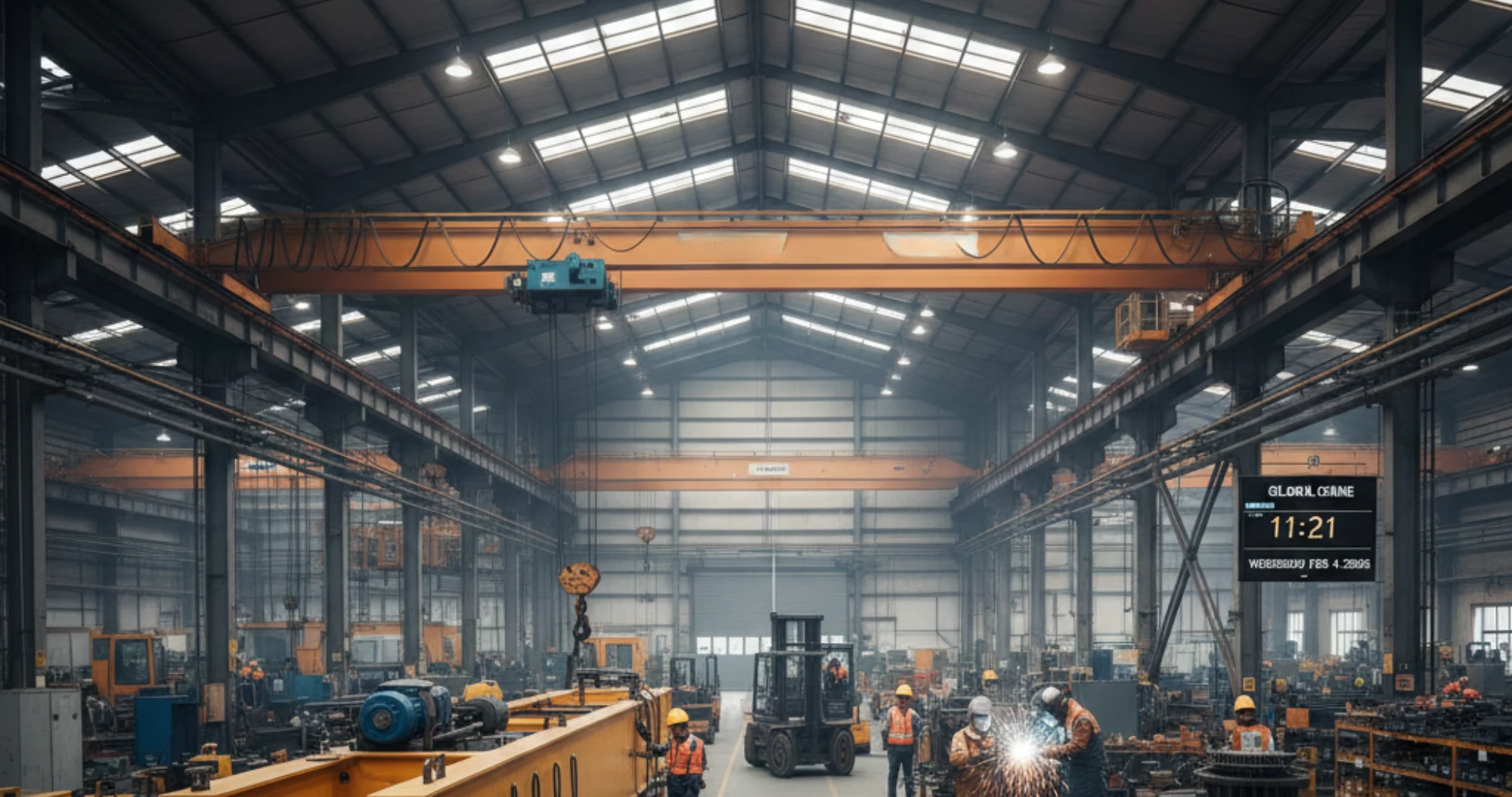 Industrial workshop with EOT crane installation