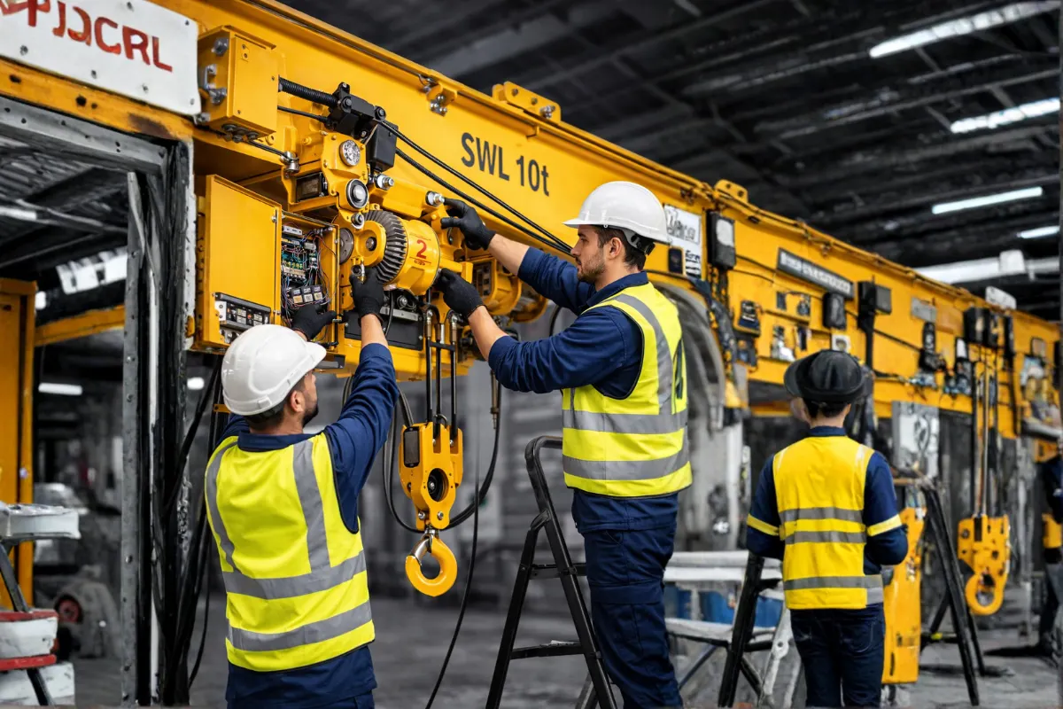 Overhead crane maintenance in factory
